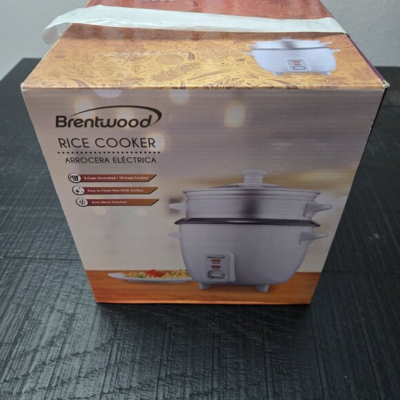 BRENTWOOD 5 CUP RICE COOKER WITH STEAMER WHITE | TS-600S - Picture 1 of 4
